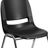 HERCULES Series 440 lb. Capacity Kid's Black Ergonomic Shell Stack Chair with Chrome Frame and 14" Seat Height