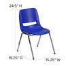 HERCULES Series 440 lb. Capacity Kid's Navy Ergonomic Shell Stack Chair with Chrome Frame and 14" Seat Height