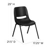 HERCULES Series 661 lb. Capacity Black Ergonomic Shell Stack Chair with Black Frame and 16'' Seat Height