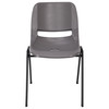 HERCULES Series 661 lb. Capacity Gray Ergonomic Shell Stack Chair with Black Frame and 16'' Seat Height