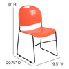 HERCULES Series 880 lb. Capacity Orange Ultra-Compact Stack Chair with Black Powder Coated Frame