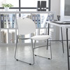 HERCULES Series 880 lb. Capacity White Ultra-Compact Stack Chair with Silver Powder Coated Frame