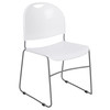 HERCULES Series 880 lb. Capacity White Ultra-Compact Stack Chair with Silver Powder Coated Frame