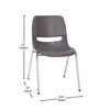 HERCULES Series 880 lb. Capacity Gray Ergonomic Shell Stack Chair with Chrome Frame and 18'' Seat Height