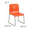 HERCULES Series 880 lb. Capacity Orange Full Back Contoured Stack Chair with Gray Powder Coated Sled Base