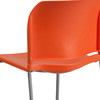 HERCULES Series 880 lb. Capacity Orange Full Back Contoured Stack Chair with Gray Powder Coated Sled Base