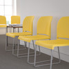 HERCULES Series 880 lb. Capacity Yellow Full Back Contoured Stack Chair with Gray Powder Coated Sled Base