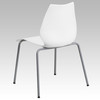 HERCULES Series 770 lb. Capacity White Stack Chair with Lumbar Support and Silver Frame