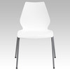 HERCULES Series 770 lb. Capacity White Stack Chair with Lumbar Support and Silver Frame