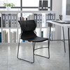 HERCULES Series 661 lb. Capacity Black Full Back Stack Chair with Black Powder Coated Frame