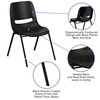 HERCULES Series 880 lb. Capacity Black Ergonomic Shell Stack Chair with Black Frame