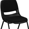 HERCULES Series 880 lb. Capacity Black Padded Ergonomic Shell Stack Chair with Black Frame