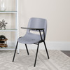 HERCULES Gray Ergonomic Shell Chair with Left Handed Flip-Up Tablet Arm