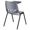 HERCULES Gray Ergonomic Shell Chair with Left Handed Flip-Up Tablet Arm