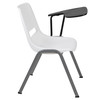 HERCULES White Ergonomic Shell Chair with Left Handed Flip-Up Tablet Arm