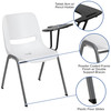 HERCULES White Ergonomic Shell Chair with Left Handed Flip-Up Tablet Arm