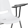 HERCULES White Ergonomic Shell Chair with Left Handed Flip-Up Tablet Arm