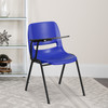 HERCULES Blue Ergonomic Shell Chair with Right Handed Flip-Up Tablet Arm