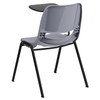 HERCULES Gray Ergonomic Shell Chair with Right Handed Flip-Up Tablet Arm