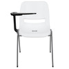 HERCULES White Ergonomic Shell Chair with Right Handed Flip-Up Tablet Arm