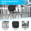 HERCULES Series 880 lb. Capacity Black Plastic Stack Chair with Titanium Gray Powder Coated Frame