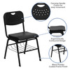 HERCULES Series 880 lb. Capacity Black Plastic Chair with Black Frame and Book Basket