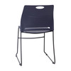 HERCULES Series Commercial Grade 660 lb. Capacity Navy Plastic Stack Chair with Black Powder Coated Sled Base Frame and Integrated Carrying Handle