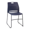 HERCULES Series Commercial Grade 660 lb. Capacity Navy Plastic Stack Chair with Black Powder Coated Sled Base Frame and Integrated Carrying Handle