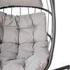 Cleo Patio Hanging Egg Chair, Wicker Hammock with Soft Seat Cushions & Swing Stand, Indoor/Outdoor Gray Frame-Gray Cushions