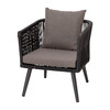 Kierra Black All-Weather 4-Piece Woven Conversation Set with Gray Zippered Removable Cushions & Metal Coffee Table