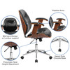 Tansia Mid-Back Black LeatherSoft Executive Ergonomic Wood Swivel Office Chair with Arms