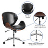 Tana Mid-Back Walnut Wood Conference Office Chair in Black LeatherSoft