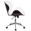 Tana Mid-Back Mahogany Wood Conference Office Chair in White LeatherSoft