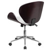 Tana Mid-Back Mahogany Wood Conference Office Chair in White LeatherSoft