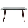 Meriden 31.5" x 55" Rectangular Solid Espresso Wood Table with Clear Glass Top