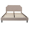 Brighton King Size Tufted Upholstered Platform Bed in Beige Fabric