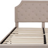 Brighton King Size Tufted Upholstered Platform Bed in Beige Fabric