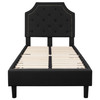 Brighton Twin Size Tufted Upholstered Platform Bed in Black Fabric