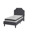 Brighton Twin Size Tufted Upholstered Platform Bed in Dark Gray Fabric with 10 Inch CertiPUR-US Certified Pocket Spring Mattress