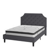 Brighton Queen Size Tufted Upholstered Platform Bed in Dark Gray Fabric with 10 Inch CertiPUR-US Certified Pocket Spring Mattress