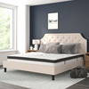 Brighton King Size Tufted Upholstered Platform Bed in Beige Fabric with 10 Inch CertiPUR-US Certified Pocket Spring Mattress