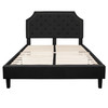 Brighton Queen Size Tufted Upholstered Platform Bed in Black Fabric with 10 Inch CertiPUR-US Certified Pocket Spring Mattress