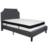 Brighton Full Size Tufted Upholstered Platform Bed in Dark Gray Fabric with Memory Foam Mattress