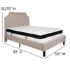 Brighton Full Size Tufted Upholstered Platform Bed in Beige Fabric with Memory Foam Mattress