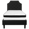 Brighton Twin Size Tufted Upholstered Platform Bed in Black Fabric with Memory Foam Mattress