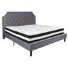 Brighton King Size Tufted Upholstered Platform Bed in Light Gray Fabric with Pocket Spring Mattress