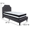 Brighton Twin Size Tufted Upholstered Platform Bed in Dark Gray Fabric with Pocket Spring Mattress