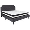 Brighton King Size Tufted Upholstered Platform Bed in Dark Gray Fabric with Pocket Spring Mattress