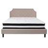 Brighton King Size Tufted Upholstered Platform Bed in Beige Fabric with Pocket Spring Mattress