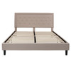 Roxbury King Size Tufted Upholstered Platform Bed in Beige Fabric